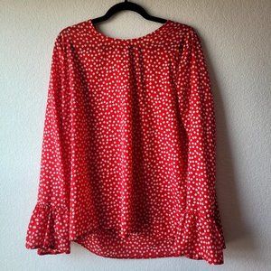 Red floral blouse